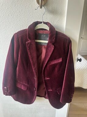 Zara Kids Velvet Blazer - Burgundy